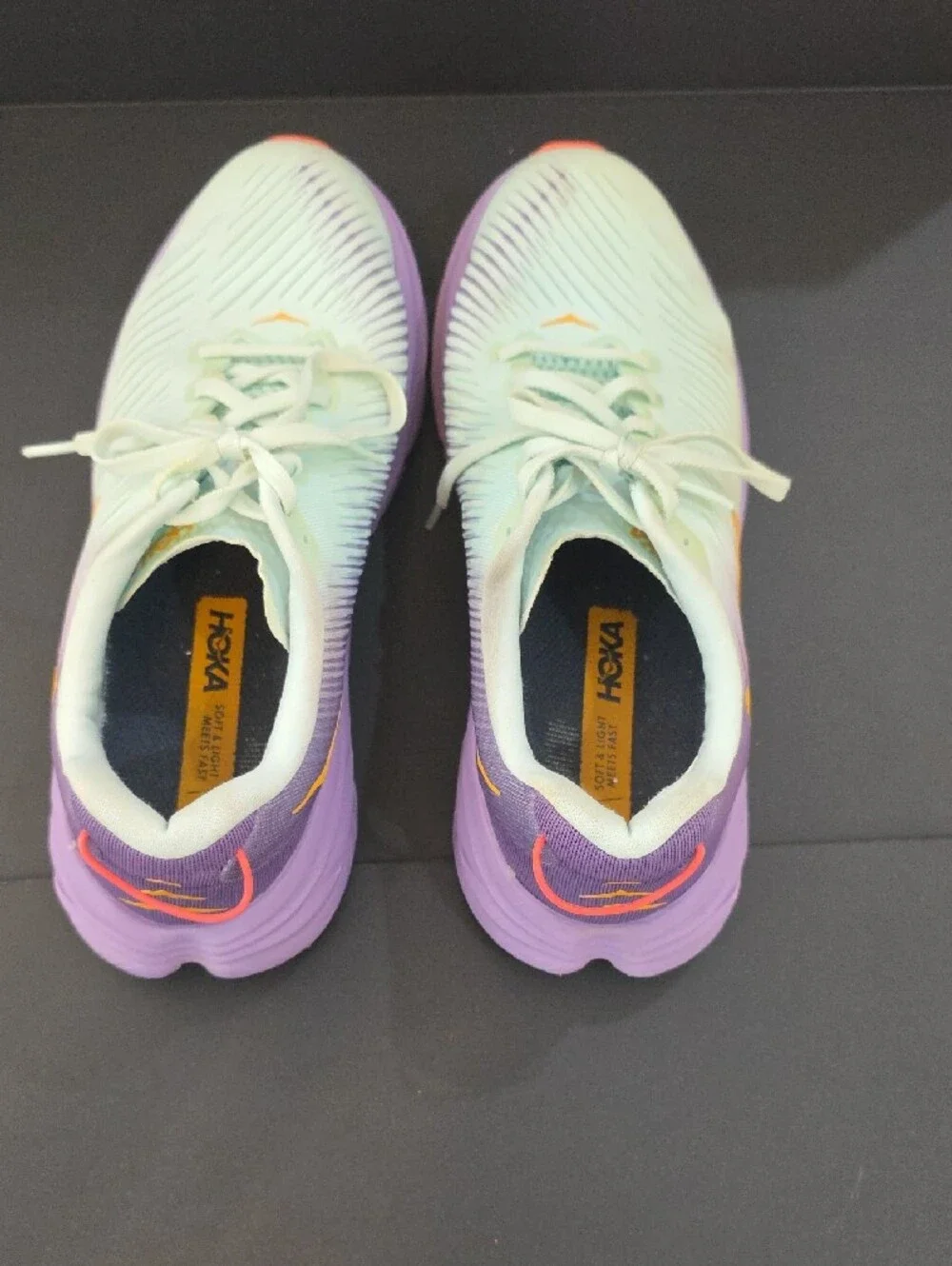 Hoka Rincon 3 Women's Mint Green & Purple Shoes with Orange Accent Size 8.5 - Picture 8 of 11